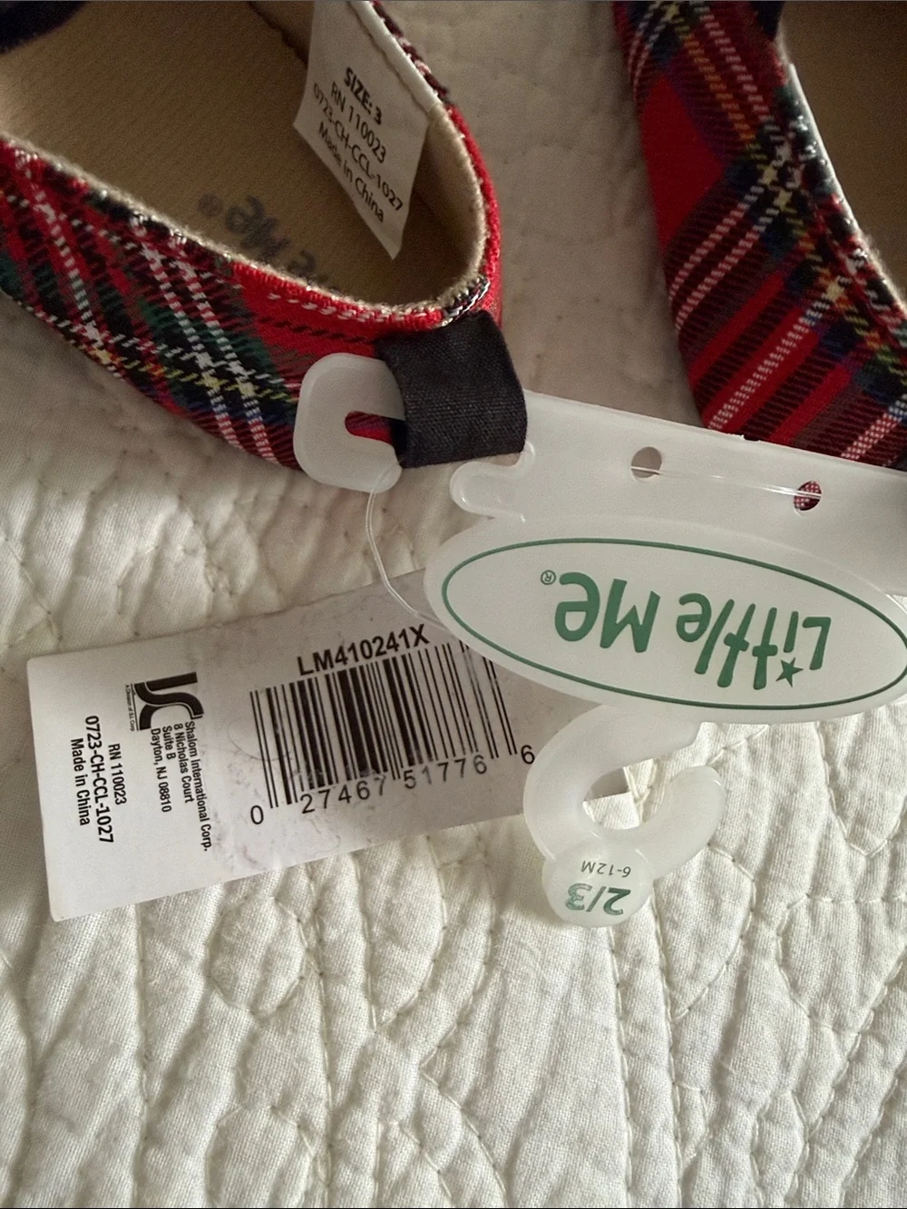 ✅Little Me Red Plaid Baby Shoes with Black Bows
